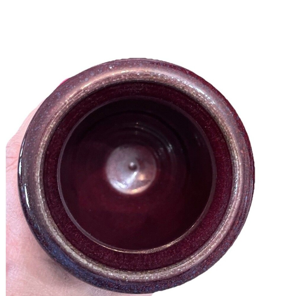 Pottery Vase Horse South Western Textured Glaze Glossy Matte 6.25" Burgundy - Picture 8 of 11